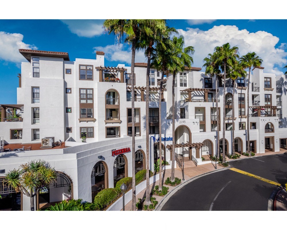 promenade rio vista exterior of apartments and shops at The Promenade Rio Vista, San Diego