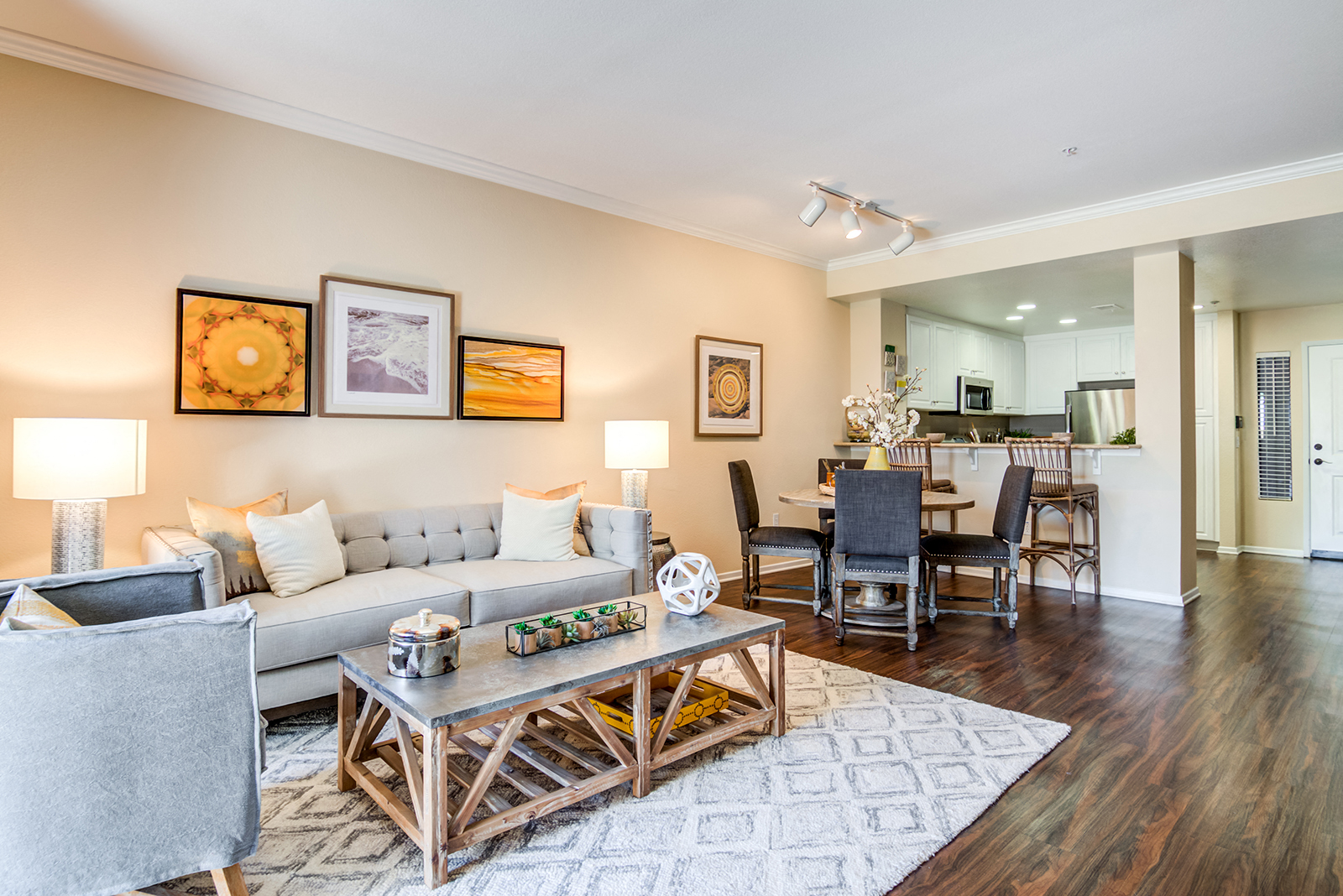 Living. dining. and kitchen area