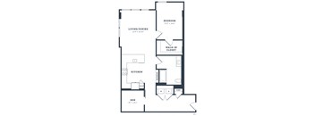 a floor plan of a house with a bedroom and a living room