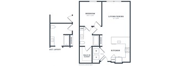a blueprint of a floor plan of a house with a bedroom and a living room