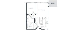 a floor plan of a house with a bedroom and a living room