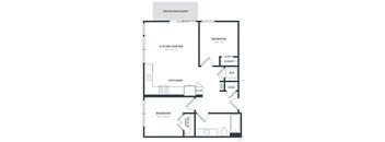 a floor plan of a house with a bedroom and a living room