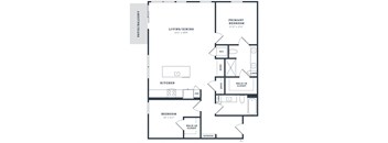 a floor plan of a house with a bedroom and a living room