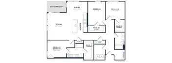 a blueprint of a floor plan of a house with bedrooms and baths