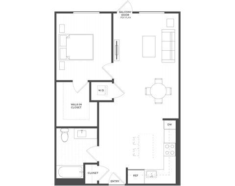B2.1C - 1 Bed 1 Bath - 761 sqft