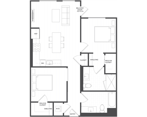 C1.1 - 2 Bed 2 Bath - 923 sqft