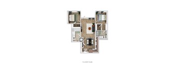 A floor plan of a two bedroom apartment.
