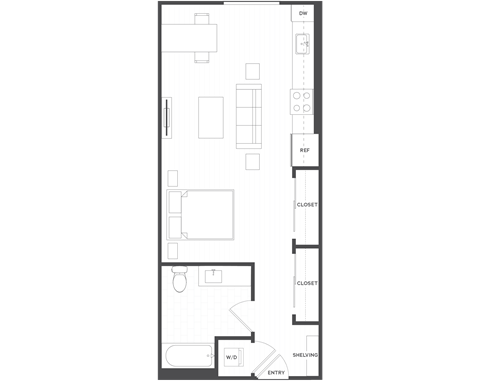 S1.1 - Studio 1 Bath - 559 sqft