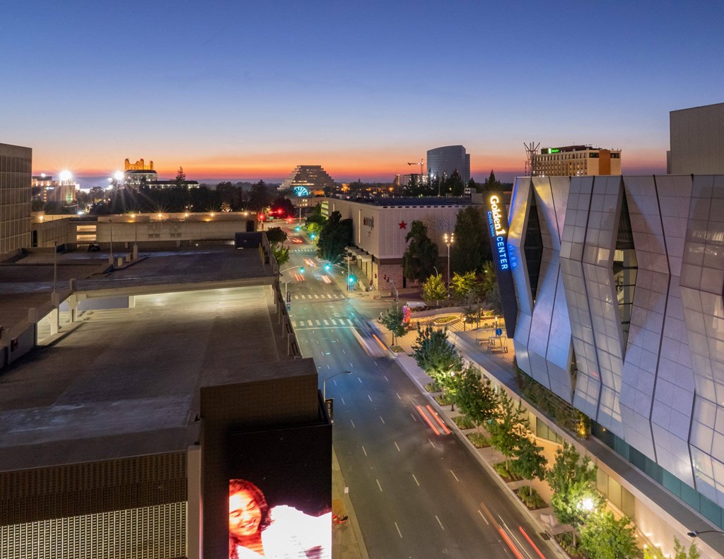 Nighttime view of Golden 1 Center
