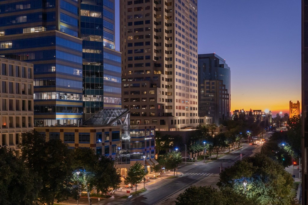 Night time view of the main street