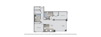 Two bedroom floor plan with dual bathrooms at The Grand Apartments, California, 94612