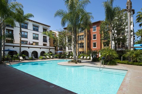the swimming pool at the apartments for rent