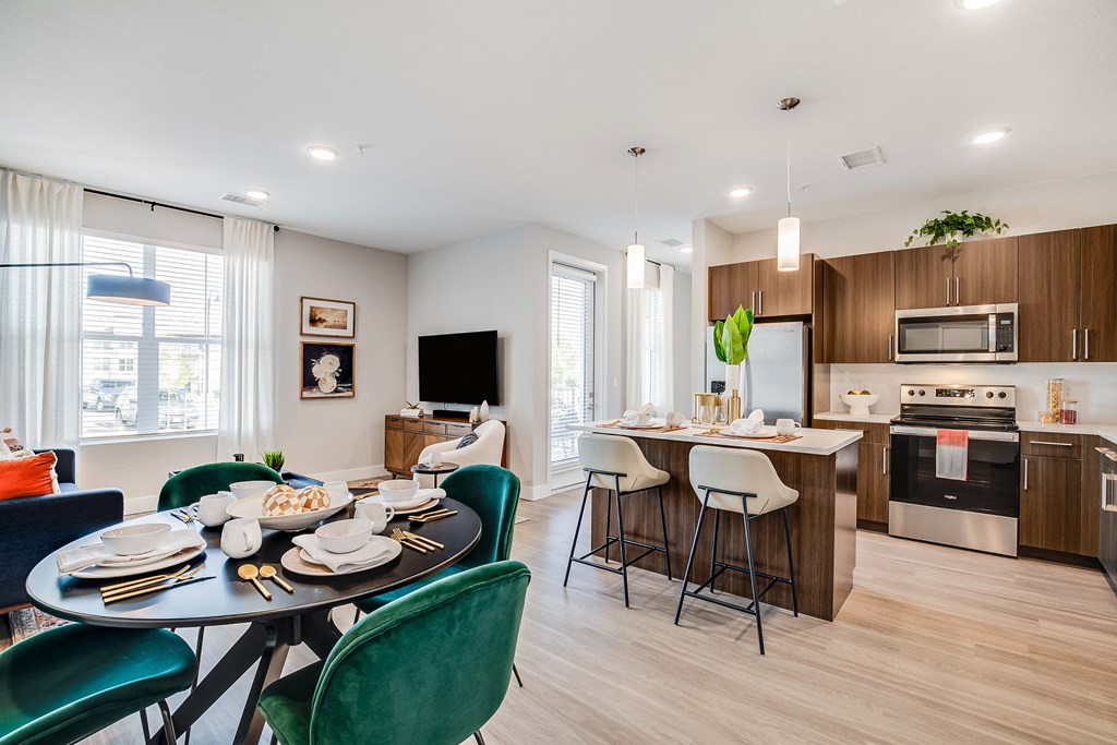 the wright model apartment home with kitchen island