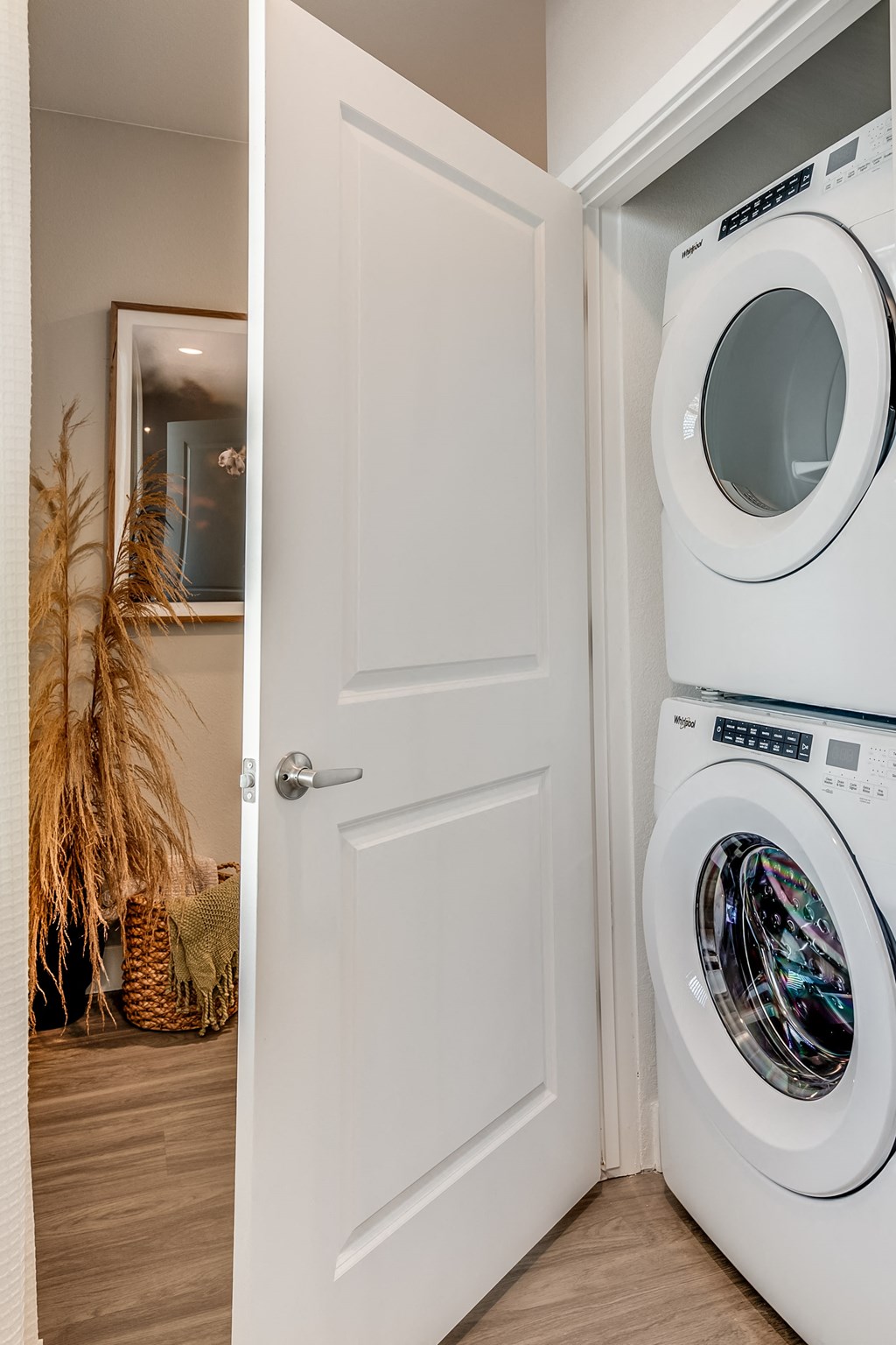 the wright model floor plan with stacked washer and dryer