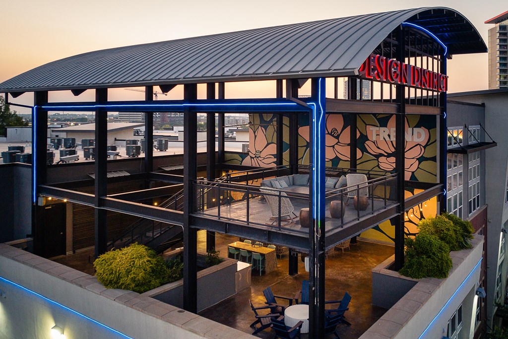 rooftop lounge at Trend Design District, Dallas, 75207