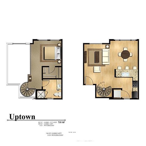 Uptown 1 bed 1 bath 735