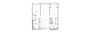 B2 Floor Plan at Urbana Apartments, California, 91910