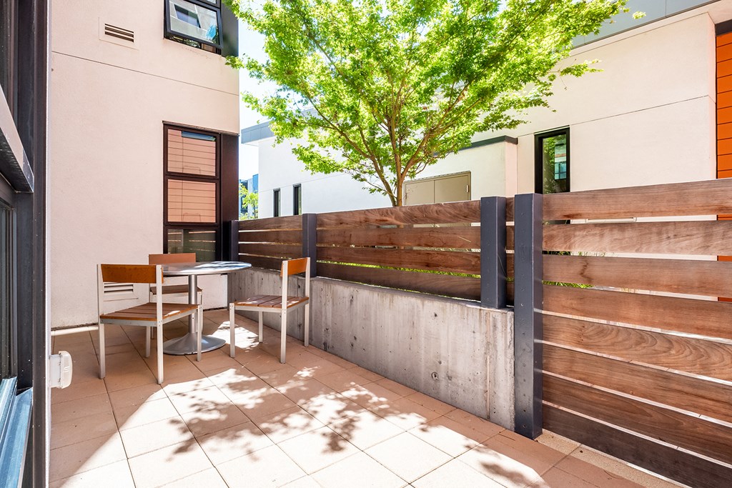 Patio with seating at Venue, San Francisco, California