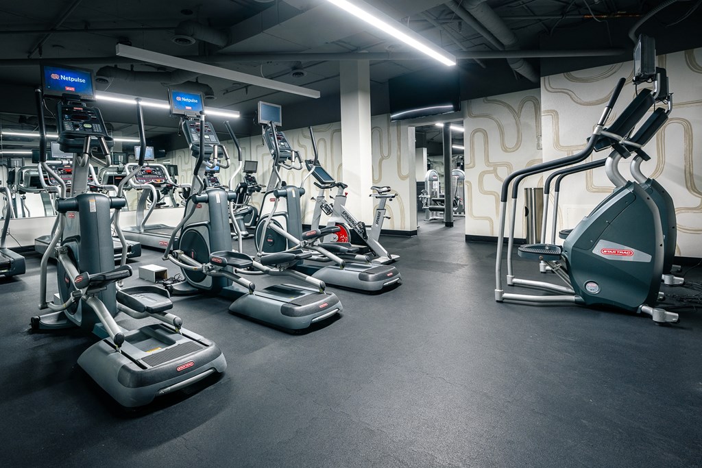 Gym with various equipment