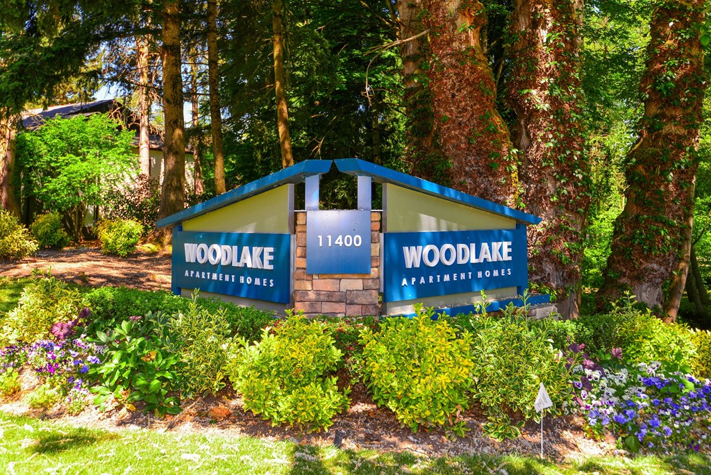 Property Sign at Woodlake Apartments, Kirkland, Washington