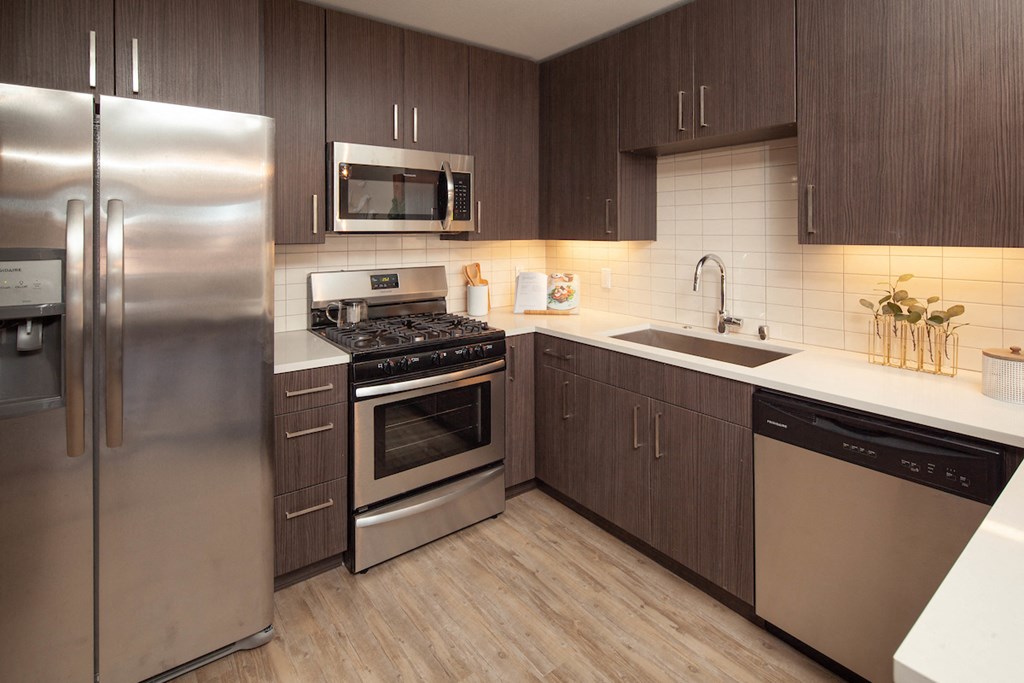 Kitchen with stainless steel appliances