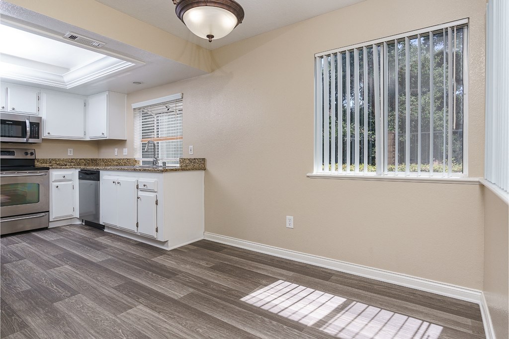 renovated floor plan with plank style flooring