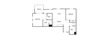 A black and white diagram of a house layout with labeled rooms.