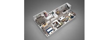 2A - 2 bed 1 bath - 854 sqft