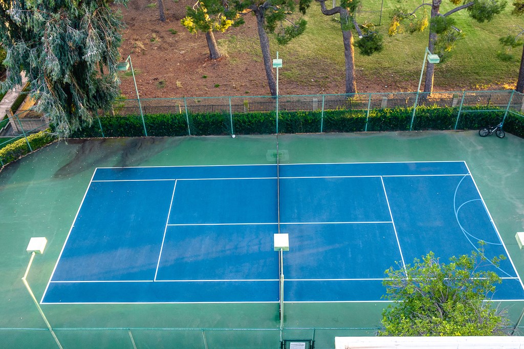 Aerial view of the tennis court