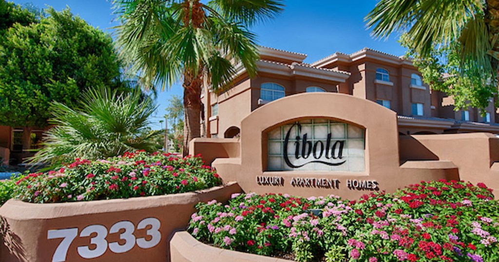 Apartments for Rent in Scottsdale - Cibola - Front Entrance Sign to Cibola Luxury Apartment Homes