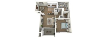 Harvey Mudd floor plan image - 1 bed 1 bath - 842 sqft