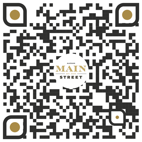 A QR code with the words Alexan Main Street on it.
