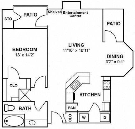 a floor plan of a home with two bedrooms and two bathrooms