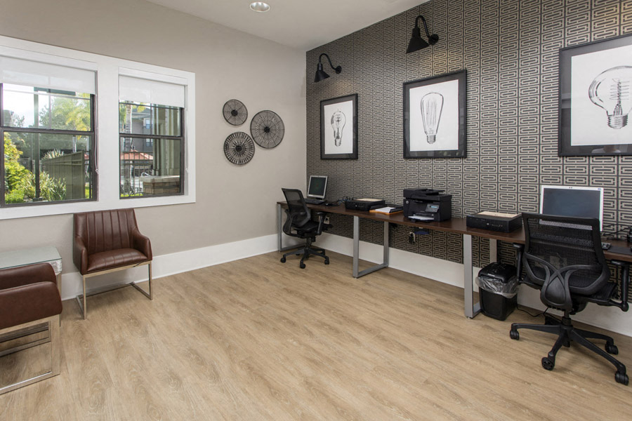 Business center with computers and printer