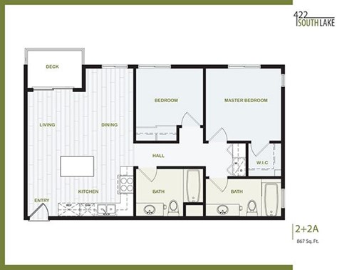 2 Bedroom Floor Plan at 422 South Lake, Los Angeles, CA  