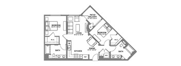 B1 Floor Plan at Baker Block, Costa Mesa, California