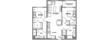 B2 Floor Plan at Baker Block, Costa Mesa, CA