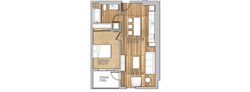 1 bed 1 bath A at Wilshire Valencia Apartment, Los Angeles, CA, 90017