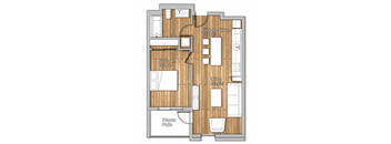 1 bed 1 bath B at Wilshire Valencia Apartment, Los Angeles, CA
