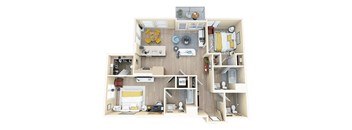 2 bed 2 bath C at Skyview Sunset Apartments, Los Angeles, CA