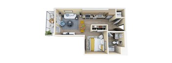 Studio 1 bath A at Skyview Sunset Apartments, Los Angeles