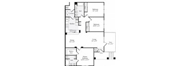 A black and white image of a floor plan for a house.