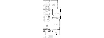 A floor plan of a house with a master bedroom, a living room, a dining room, a kitchen, a laundry room, a bathroom, a walk-in closet, and a storage area.