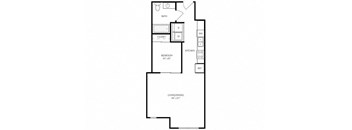A black and white floor plan of a small apartment.