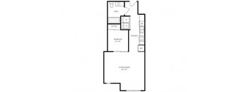 A black and white floor plan of a small apartment.