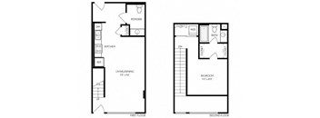 A black and white image of a floor plan for a two-story home.