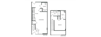 A floor plan of a two-story house with labeled rooms.