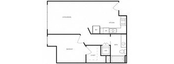 A black and white image of a floor plan for a home with labeled rooms.