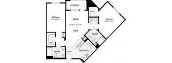 A black and white image of a house floor plan with rooms labeled.