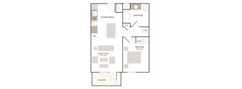 B2.2 floor plan - 1 bed 1 bath at The Union Flats, Union City, 94587